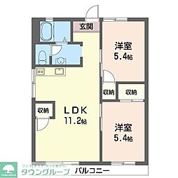ドエル山際 2LDKの間取図画像
