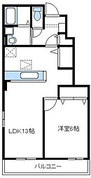 グリシーヌガーデンA 1LDKの間取図画像