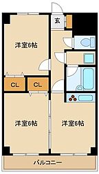 ライオンズプラザ海老名 2DKの間取図画像