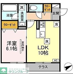 プエンテ 1LDKの間取図画像