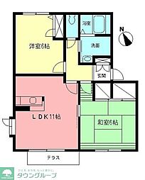 ベルデュールF2 2LDKの間取図画像