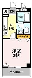 リビングタウン厚木 1Kの間取図画像