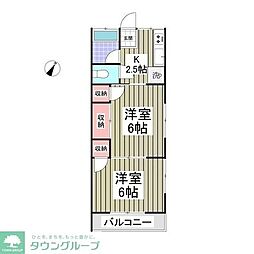 コーポ紺屋 2DKの間取図画像
