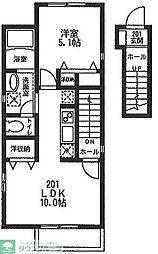 フィカーサS2 1Kの間取図画像