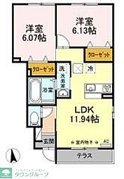 サニーウェル 2LDKの間取図画像