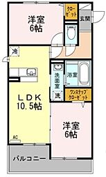 カサブランカ 2LDKの間取図画像