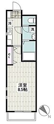 ラフィネサウス 1Kの間取図画像