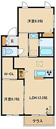 メゾン・ド・ハーモス 2LDKの間取図画像