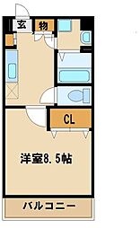 リーベルサンアイ 1Kの間取図画像