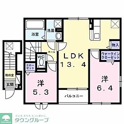 マッシーナ・ラ・ベルダ 2LDKの間取図画像