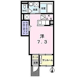 センターヴィレッジIII 1階1Kの間取り