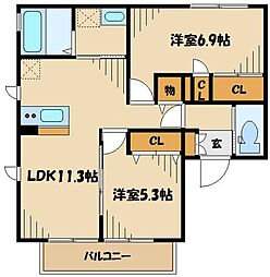 間取図画像 2LDK