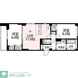 ニューグランデュールII 2LDKの間取図画像