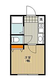 東海大ハイム1 ワンルームの間取図画像