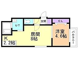 アリュール南6条 4階1LDKの間取り