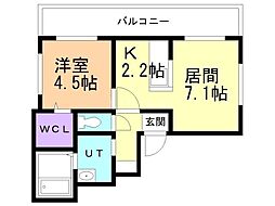 札幌市営南北線 幌平橋駅 徒歩5分の賃貸マンション 2階1LDKの間取り