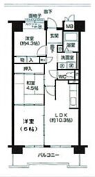 コーシャハイツ瓜破 3LDKの間取図画像