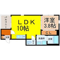 ハーモニーテラス自由ケ丘 2階1LDKの間取り
