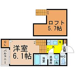 アジュール鶴舞 1Kの間取図画像