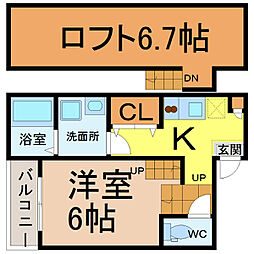 HALFLATS 1Kの間取図画像