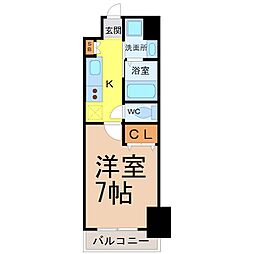 アールズタワー池下西 1Kの間取図画像