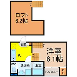 アジュール鶴舞 1Kの間取図画像