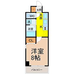 リアライズ沢下町1 1Kの間取図画像