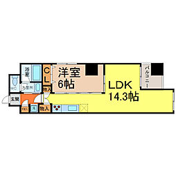 アモンフォンテーヌ 1LDKの間取図画像