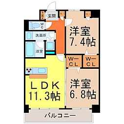 モラリエ金山 2LDKの間取図画像