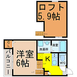 サンクチュアリ 1Kの間取図画像