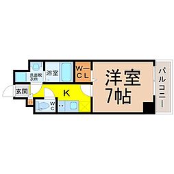 プレイズシード桜山 1Kの間取図画像