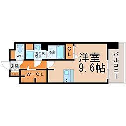 プレサンスジェネ栄 ワンルームの間取図画像
