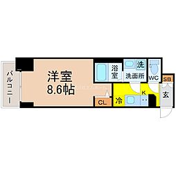 S-RESIDENCE東別院 1Kの間取図画像
