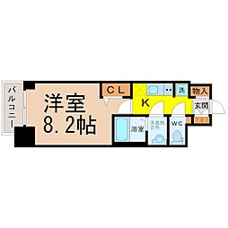 プレサンス広小路通パルス 1Kの間取図画像
