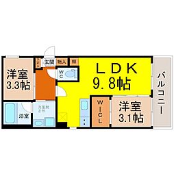 (仮称)西区坂井戸町(3)コーポ 2LDKの間取図画像
