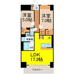 レヴィスタ名東 2LDKの間取図画像