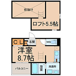 ベーネ日比野 1Kの間取図画像