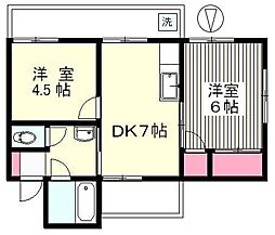 関谷パークハイツ 2DKの間取図画像