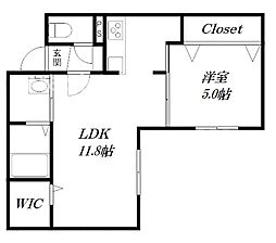プリモ菊水 1LDKの間取図画像