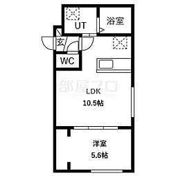 千歳市北栄2丁目アパート 1LDKの間取図画像