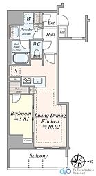 ネベル三鷹 1LDKの間取り