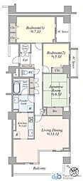 ル・アール蘇我プレミアムヒルズB棟 3LDKの間取図画像