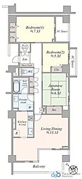 ル・アール蘇我プレミアムヒルズB棟 3LDKの間取図画像