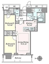 ザ・パークハウス晴海タワーズティアロレジデンス 2LDKの間取図画像