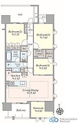 レーベン万世町 3LDKの間取図画像