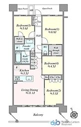 レーベン山形十日町THEMIDTOWER 4LDKの間取図画像