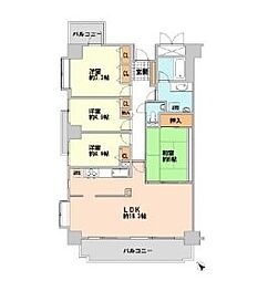 ライオンズガーデン花崎A棟 4LDKの間取図画像