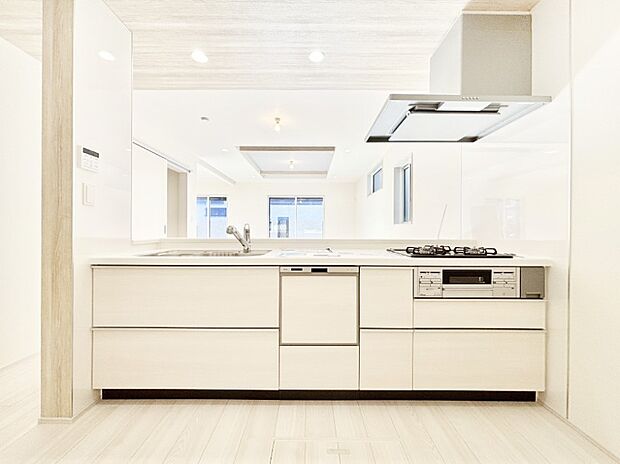 食洗機・浄水器・3口コンロなどデザイン性も機能性も兼ね備えたシステムキッチン!