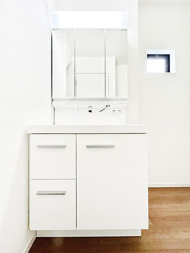 三面鏡キャビネット・シャワー付き洗面化粧台で忙しい朝の身支度もスムーズに！