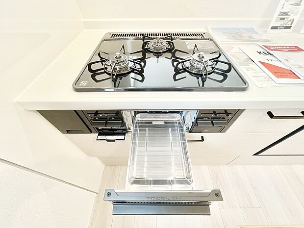 三口ガスコンロでお料理が一気にはかどりそう  